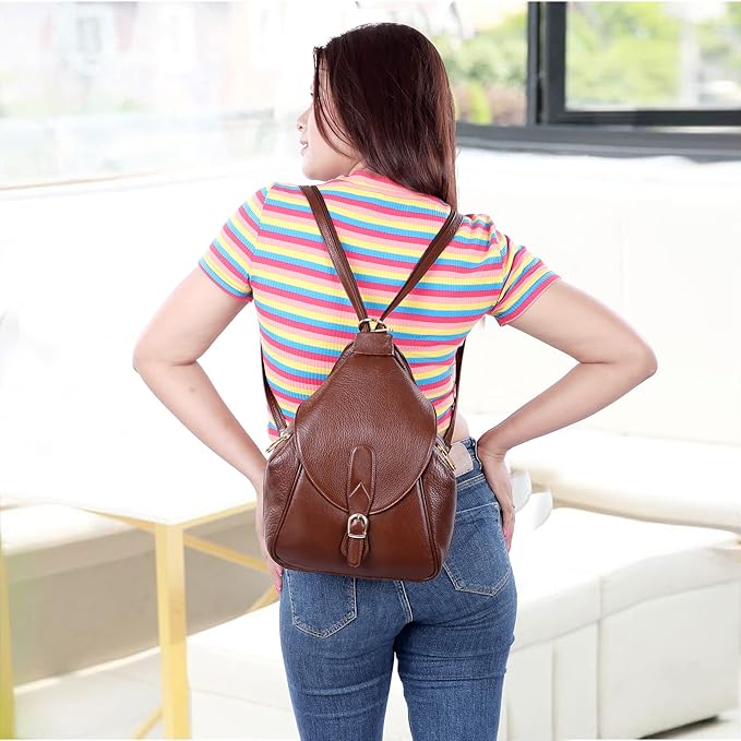 Women's Leather Backpack - 2 in 1