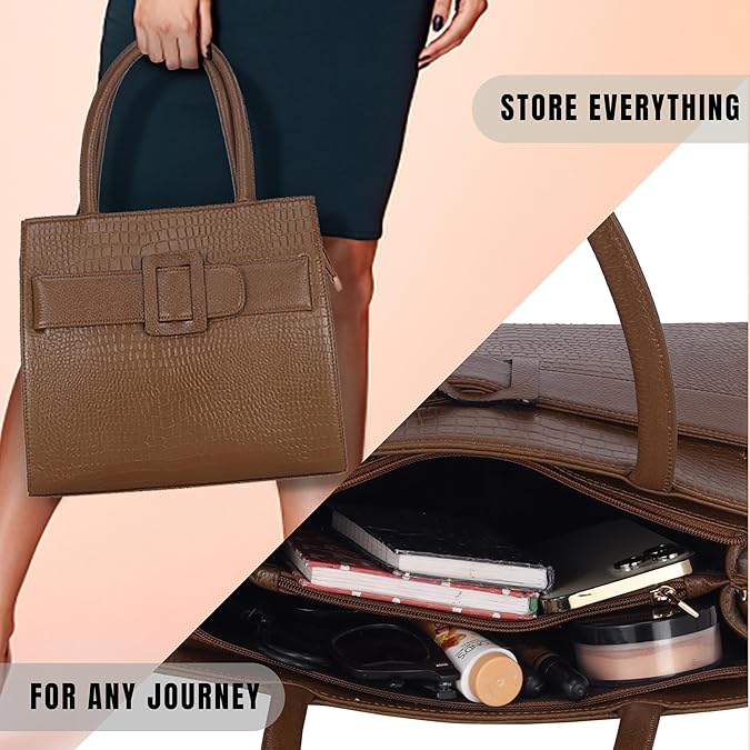 Croco Leather Handbag - Buckle Harmass