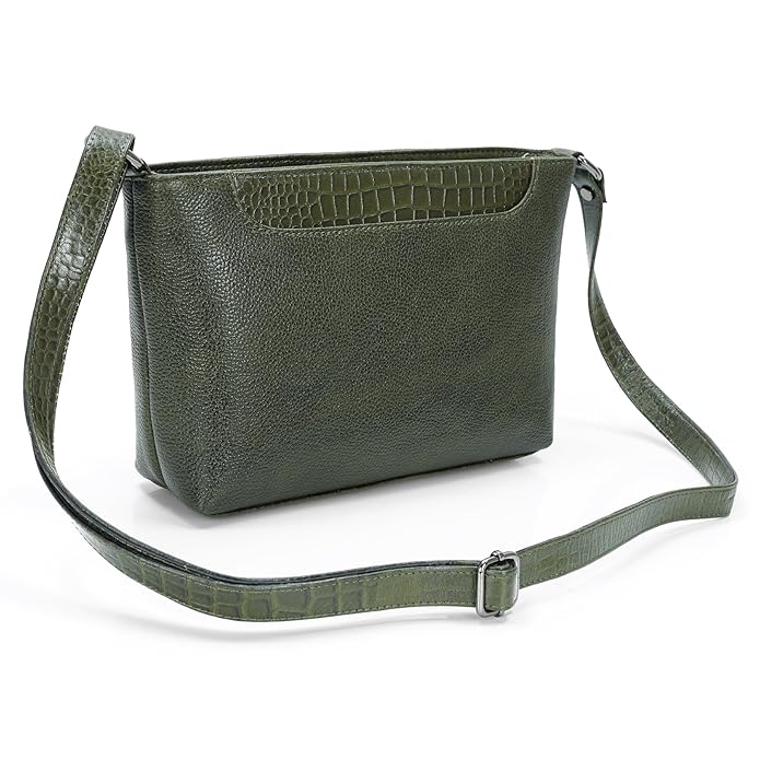 Leather Sling Bag for Women - Zip Top