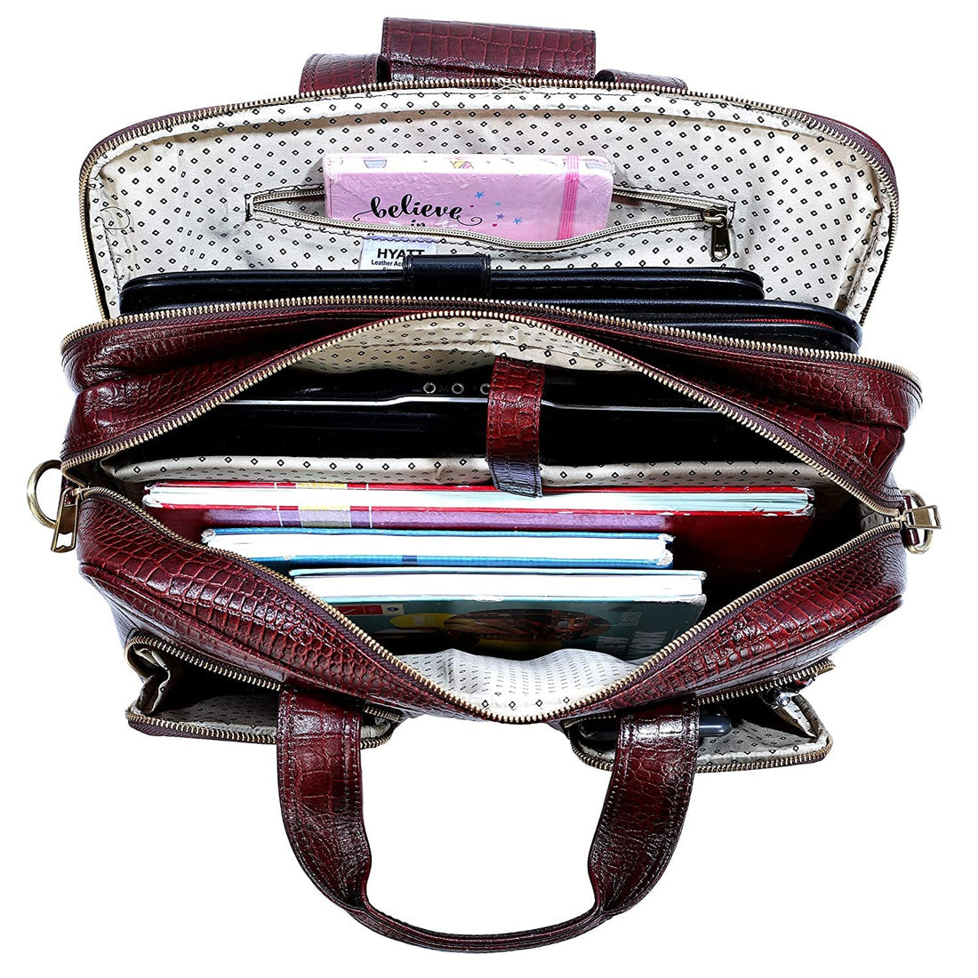 HAYAT Leather Accessories 24 litres Full Grain Natural Leather Briefcase Messenger & Shoulder Bags