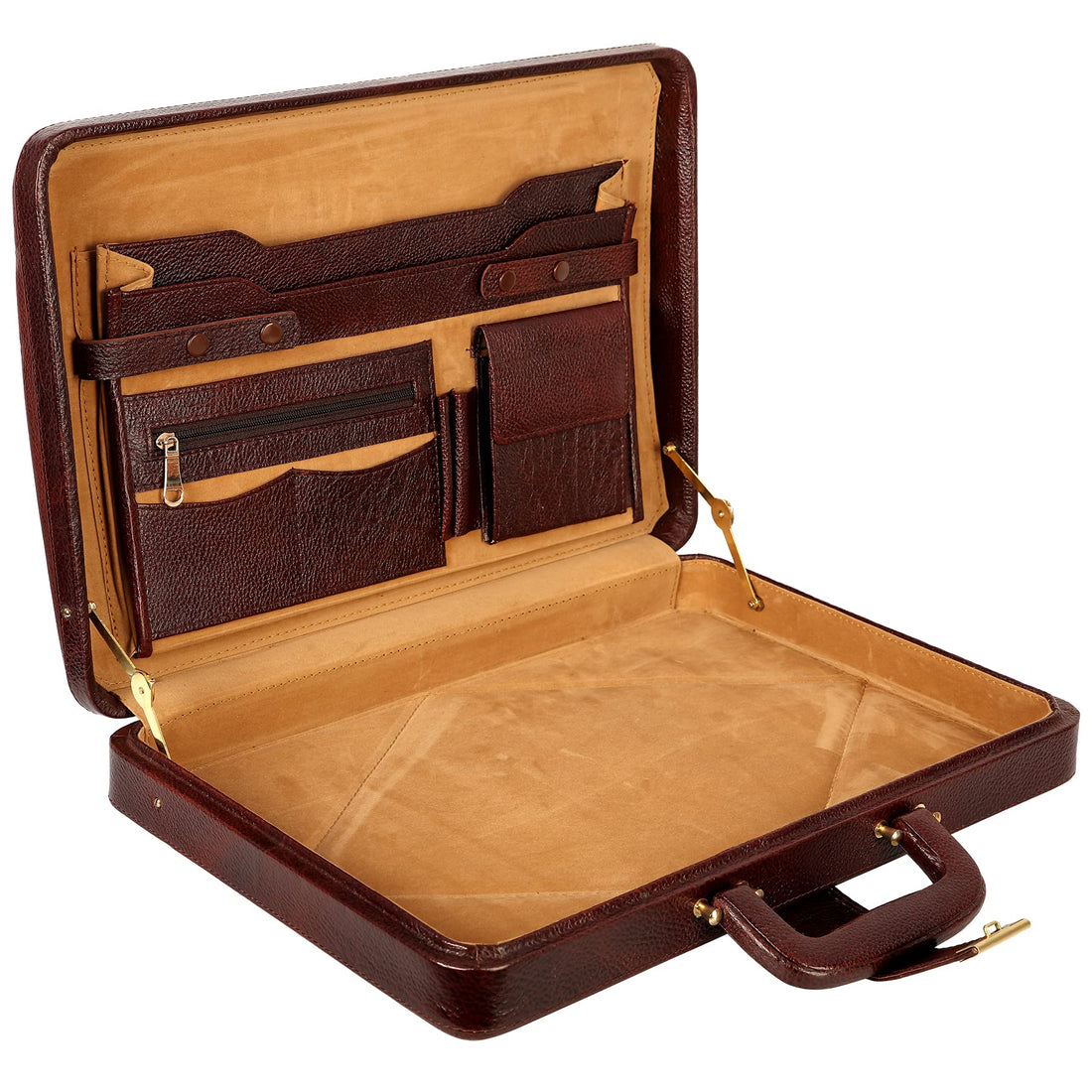 HAYAT Leather Accessories Natural Leather Briefcase for Men 24 litres Capacity Dimension-L-17 X H-12 X W-2.5 Inch Weight-1.4 KG