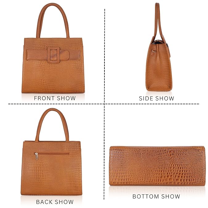 Croco Leather Handbag - Buckle Harmass