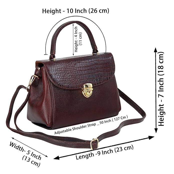 Compact Leather Handbag Bag - Push Lock