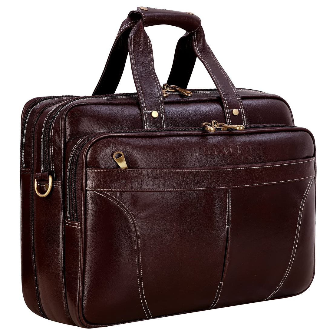 HAYAT 16 Inch Expandable Natural Leather Laptop Briefcase