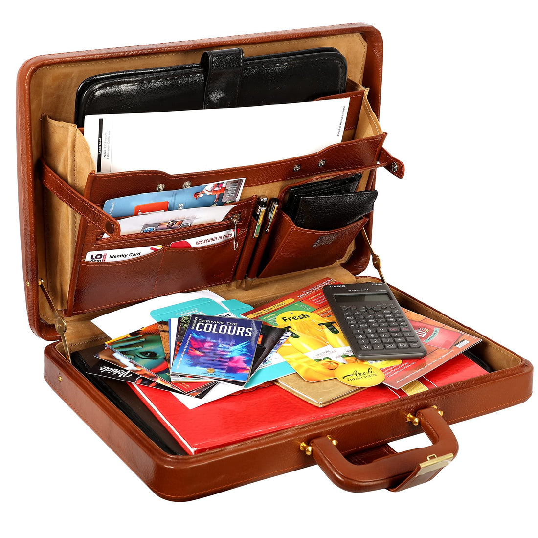 HAYAT Leather Accessories Natural Leather Briefcase for Men 24 litres Capacity Dimension-L-17 X H-12 X W-2.5 Inch Weight-1.4 KG
