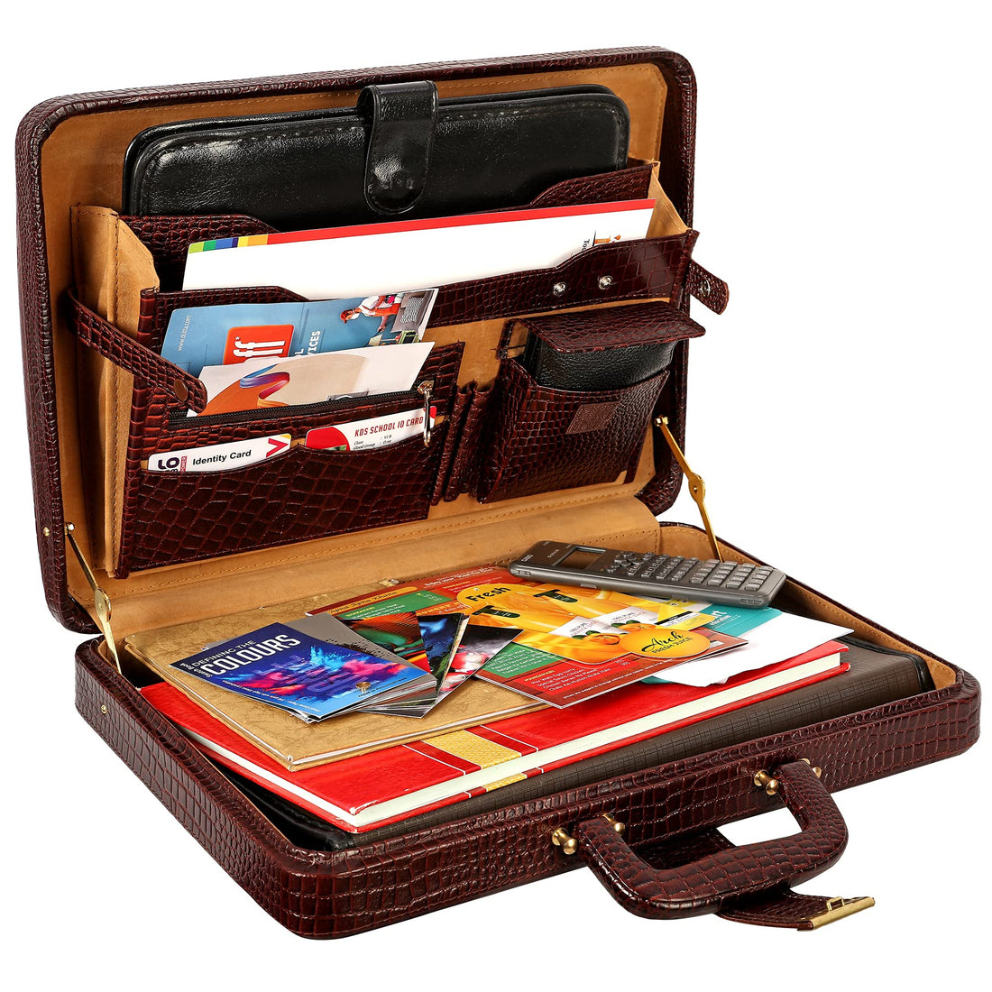 HAYAT Leather Accessories Natural Leather Briefcase for Men 24 litres Capacity Dimension-L-17 X H-12 X W-2.5 Inch Weight-1.4 KG