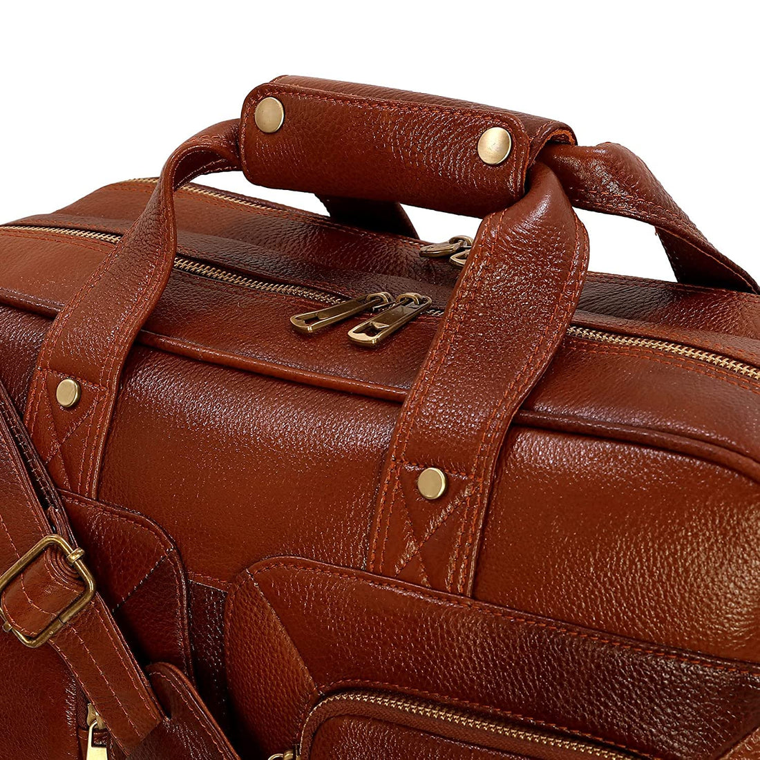 HAYAT Leather Accessories 24 litres Full Grain Natural Leather Briefcase Messenger & Shoulder Bags