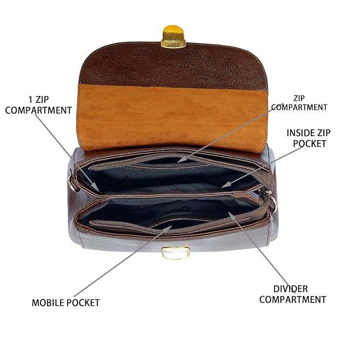 Compact Leather Handbag Bag - Push Lock