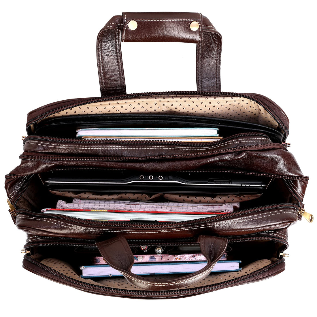 HAYAT 16 Inch Expandable Natural Leather Laptop Briefcase