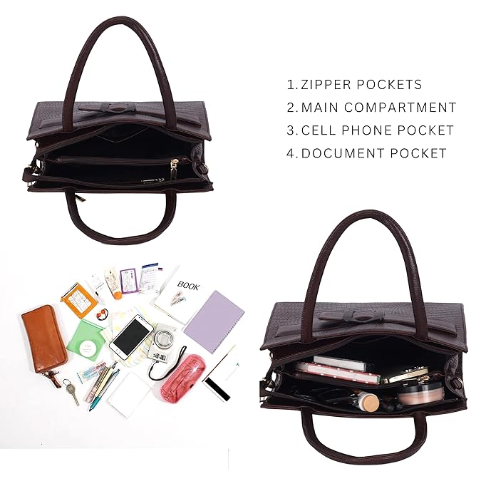 Croco Leather Handbag - Buckle Harmass