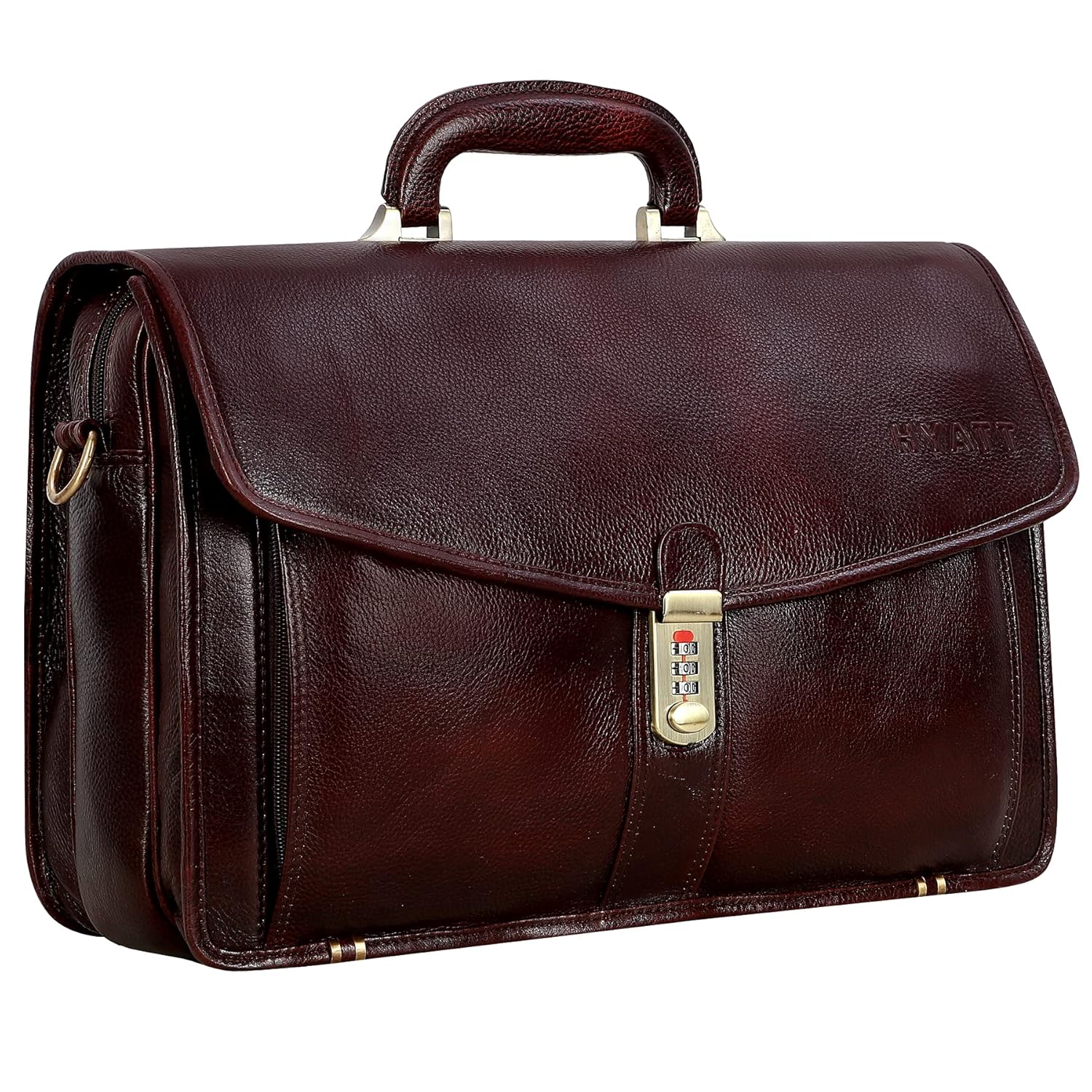 Leather Laptop Briefcase - Vertical Lock