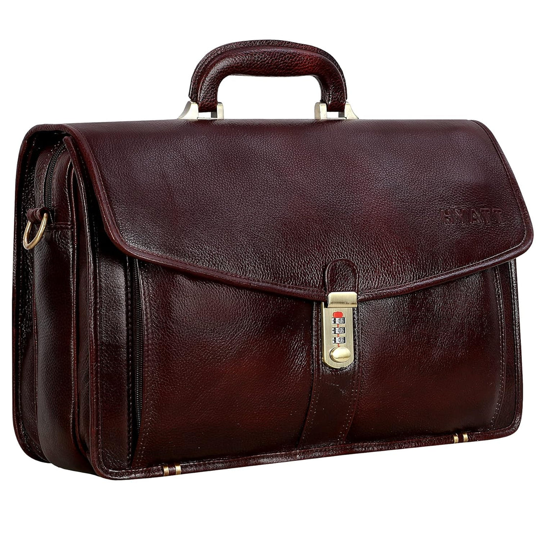 Leather Laptop Briefcase - Vertical Lock