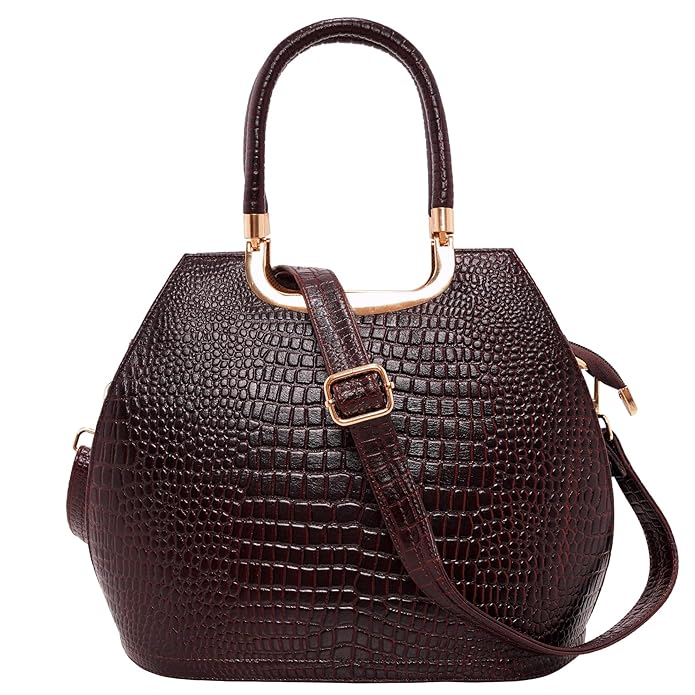Croco Leather Handbag - BUCKET