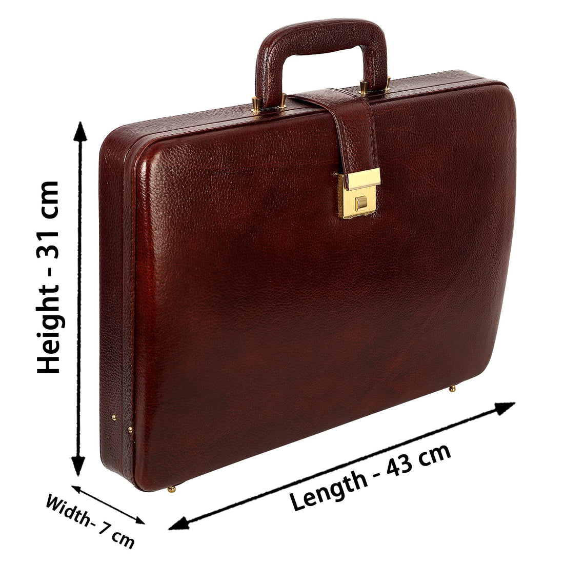 HAYAT Leather Accessories Natural Leather Briefcase for Men 24 litres Capacity Dimension-L-17 X H-12 X W-2.5 Inch Weight-1.4 KG