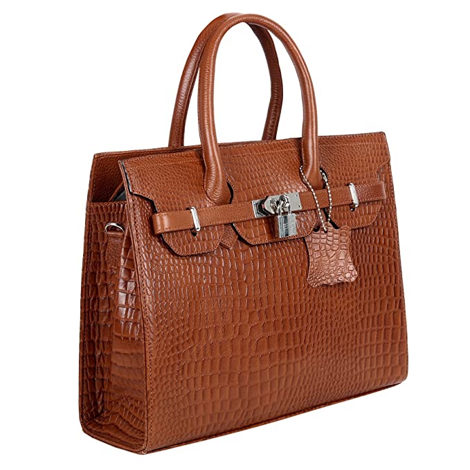 HAYAT Leather Accessories Full-Grain Natural Cro Leather Top-Handle satchel Tote Handbags & Shoulder Sling Bags For Women Office Branded Stylish Latest Size- L-12 X H-10.5 x W- 4.5 Inch-P