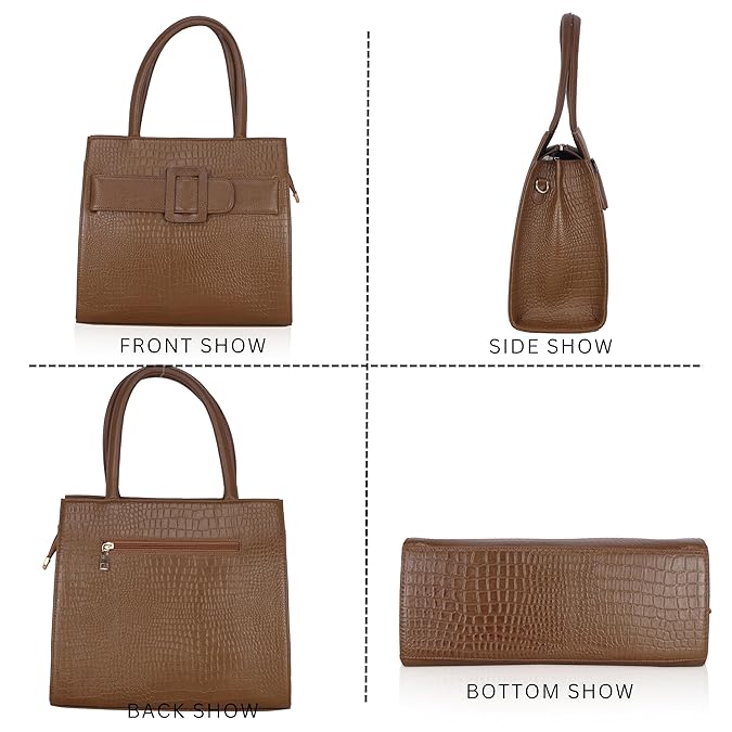 Croco Leather Handbag - Buckle Harmass