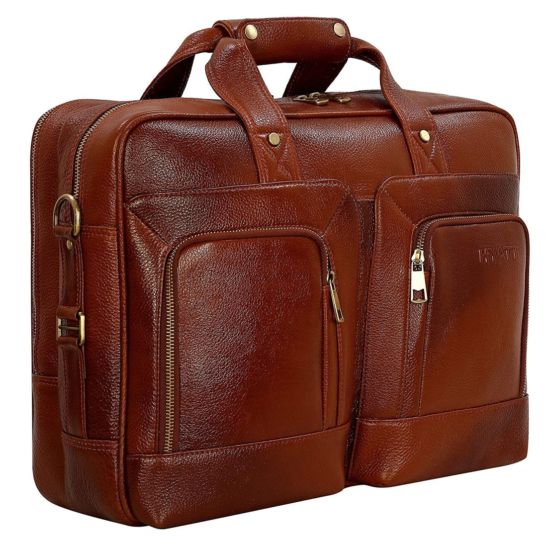 HAYAT Leather Accessories 24 litres Full Grain Natural Leather Briefcase Messenger & Shoulder Bags
