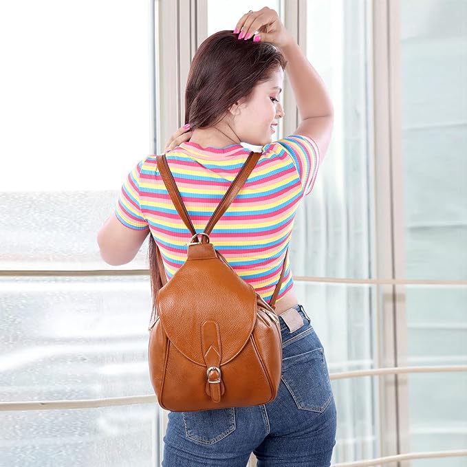 Women's Leather Backpack - 2 in 1
