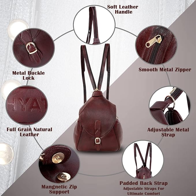 Women's Leather Backpack - 2 in 1