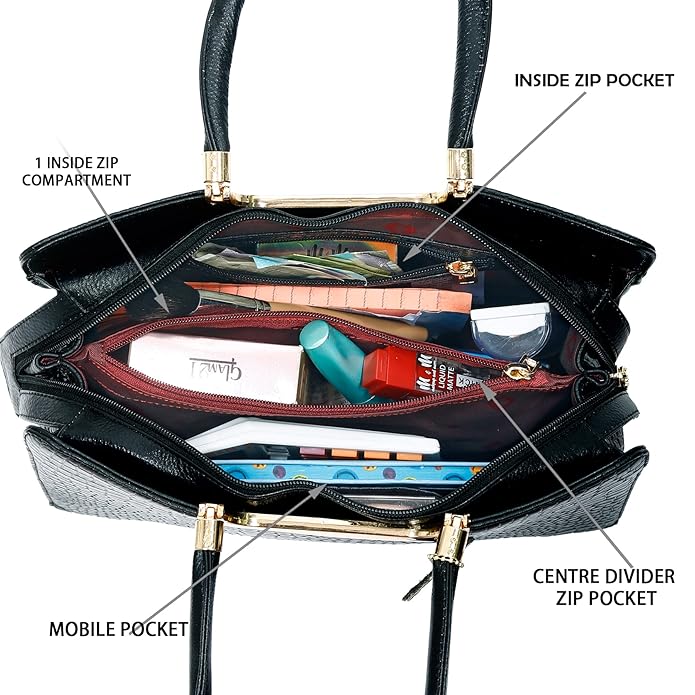 Croco Leather Handbag - The Milano