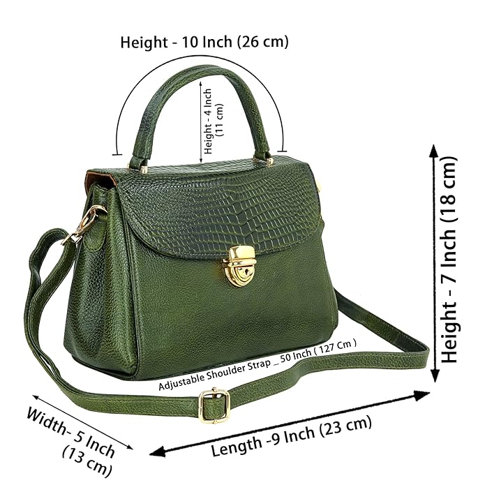 Compact Leather Handbag Bag - Push Lock