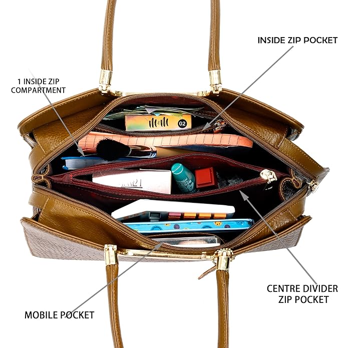 Croco Leather Handbag - The Milano