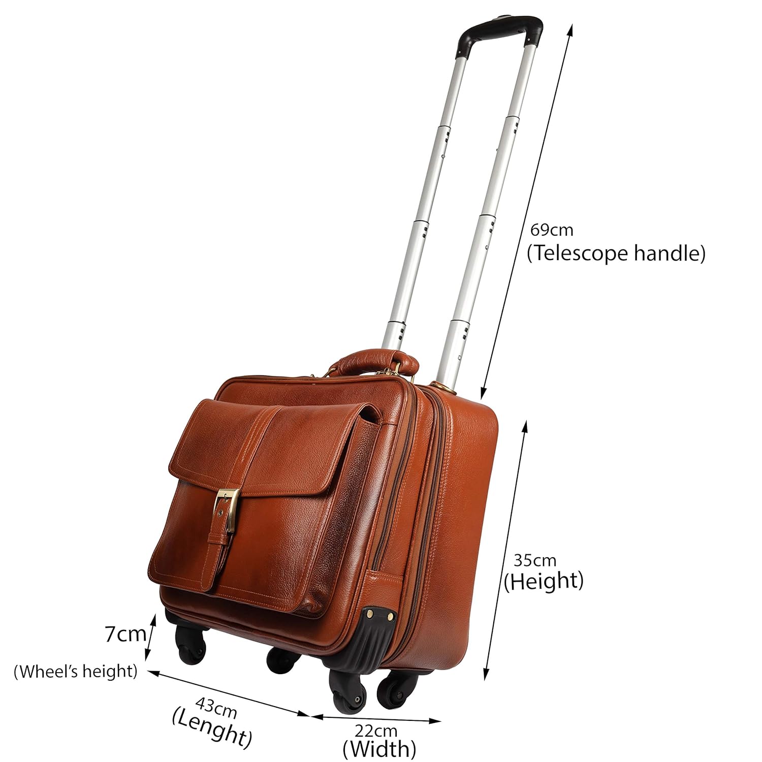 Leather Laptop Roller Trolley - The Retro