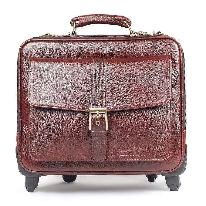 Leather Laptop Roller Trolley - The Retro