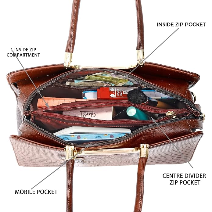 Croco Leather Handbag - The Milano