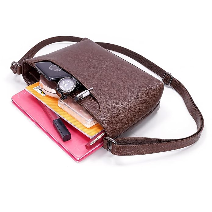 Leather Sling Bag for Women - Zip Top