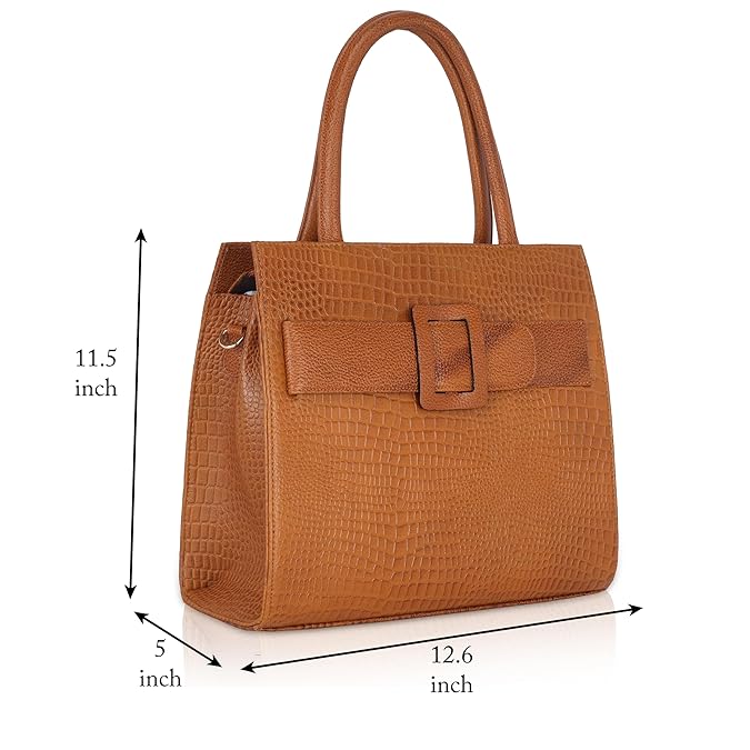 Croco Leather Handbag - Buckle Harmass