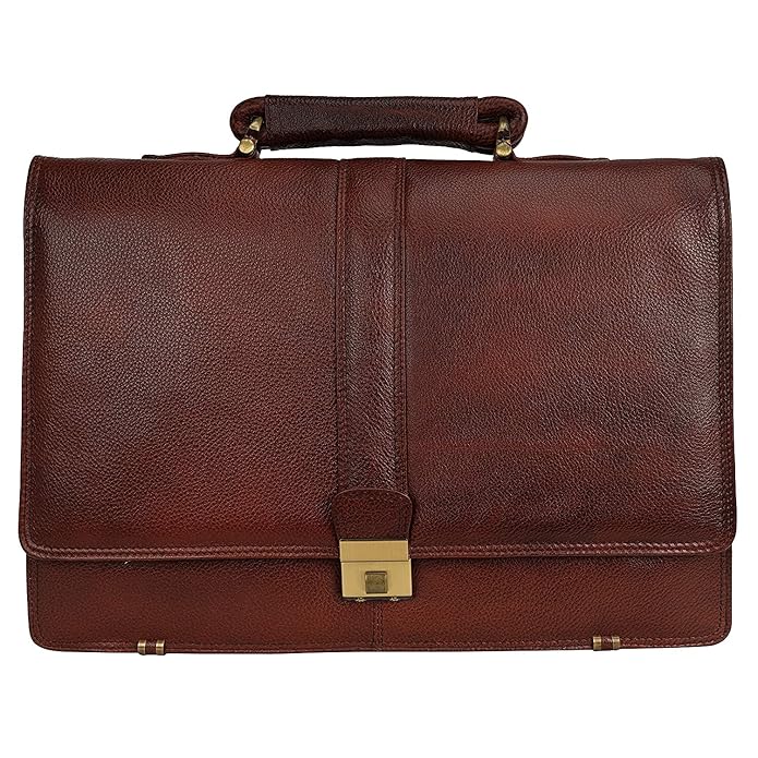 Leather Laptop Briefcase - Full Flap