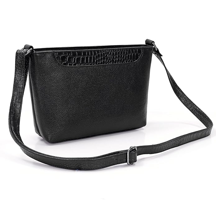 Leather Sling Bag for Women - Zip Top