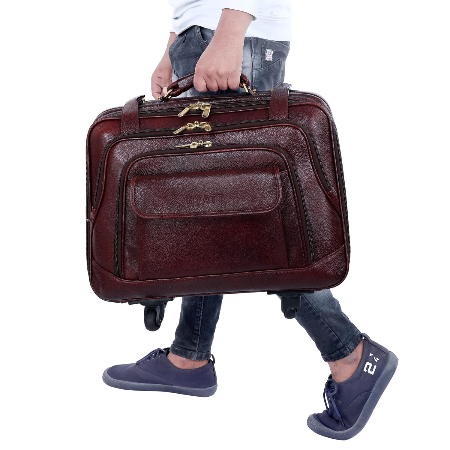 Leather Laptop Roller Trolley - The Overnighter