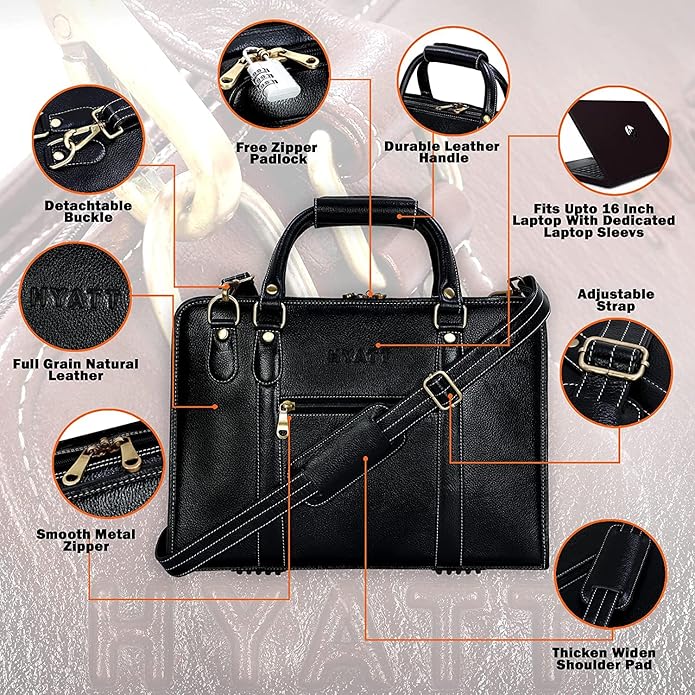 Leather Laptop Bag - Slim Basket