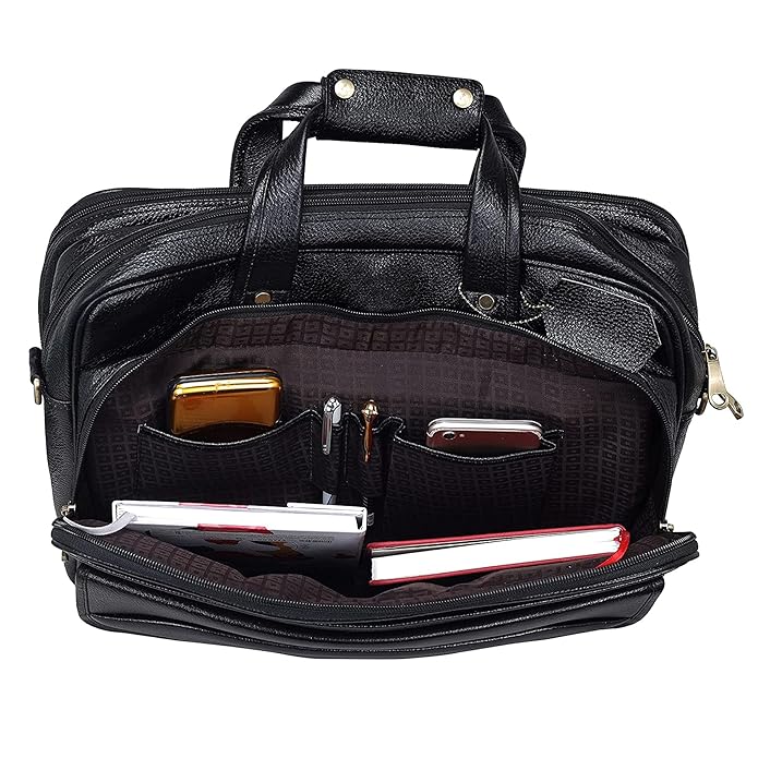 Leather Laptop Briefcase - Time Traveller