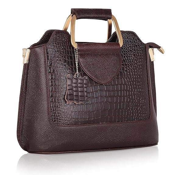 Leather Satchel Handbag - Trapezoid