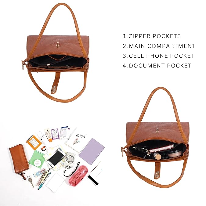 Croco Leather Handbag - TURN LOCK