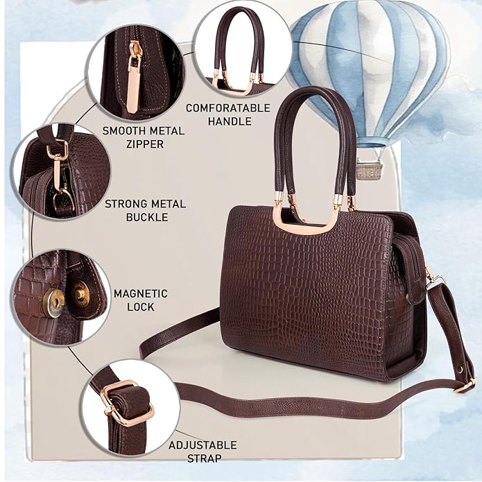 Croco Leather Handbag - The Milano