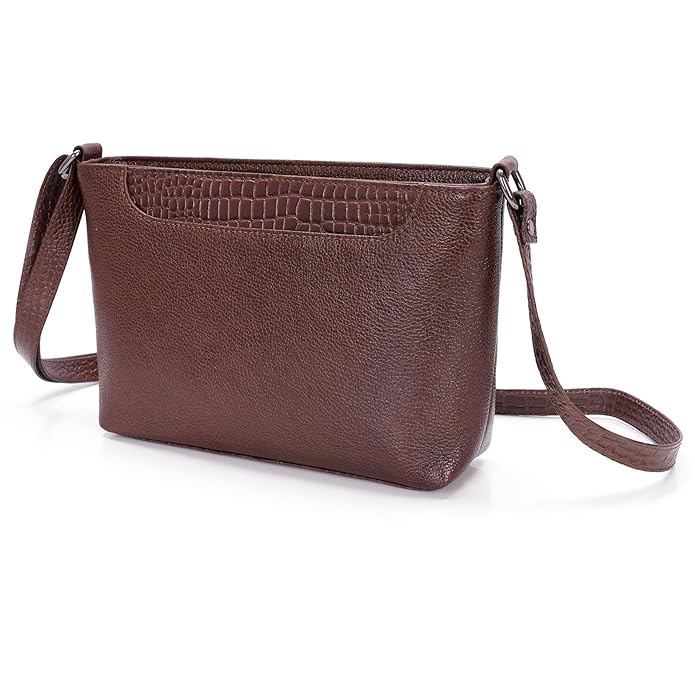Leather Sling Bag for Women - Zip Top
