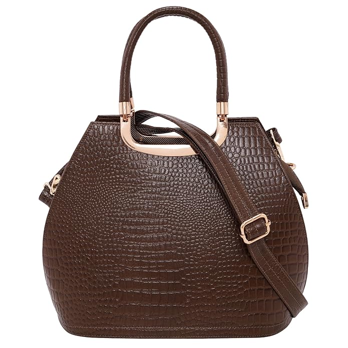 Croco Leather Handbag - BUCKET