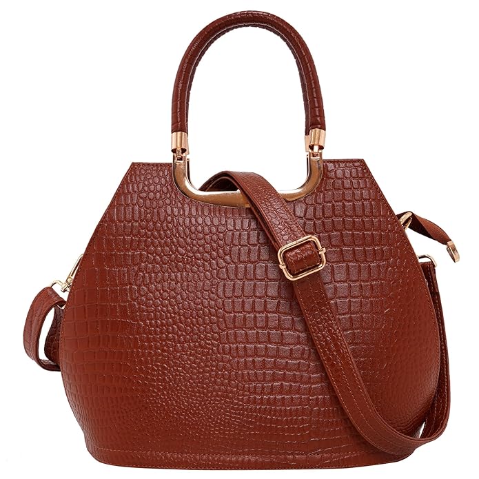 Croco Leather Handbag - BUCKET