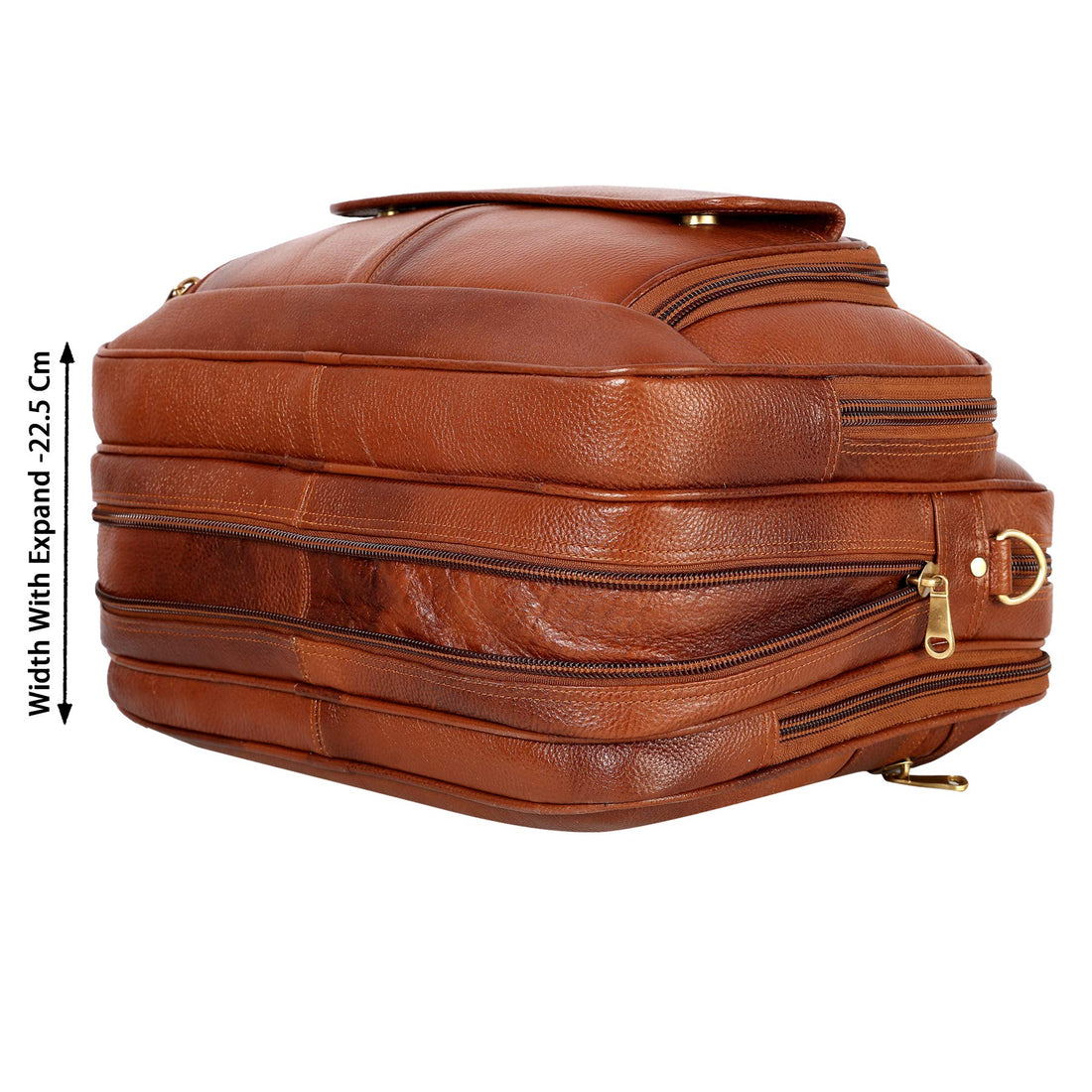 HAYAT Leather 24 litres Capacity Expandable Natural Laptop Briefcase