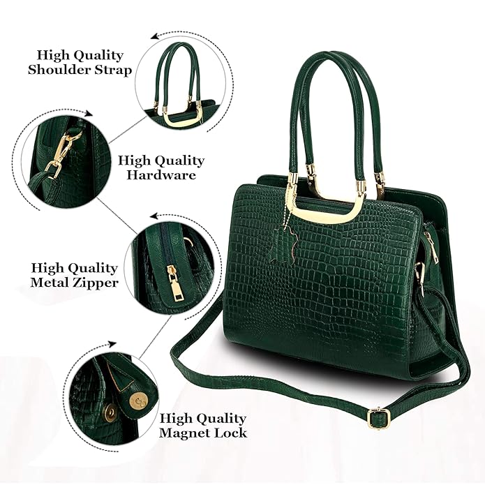 Croco Leather Handbag - The Milano