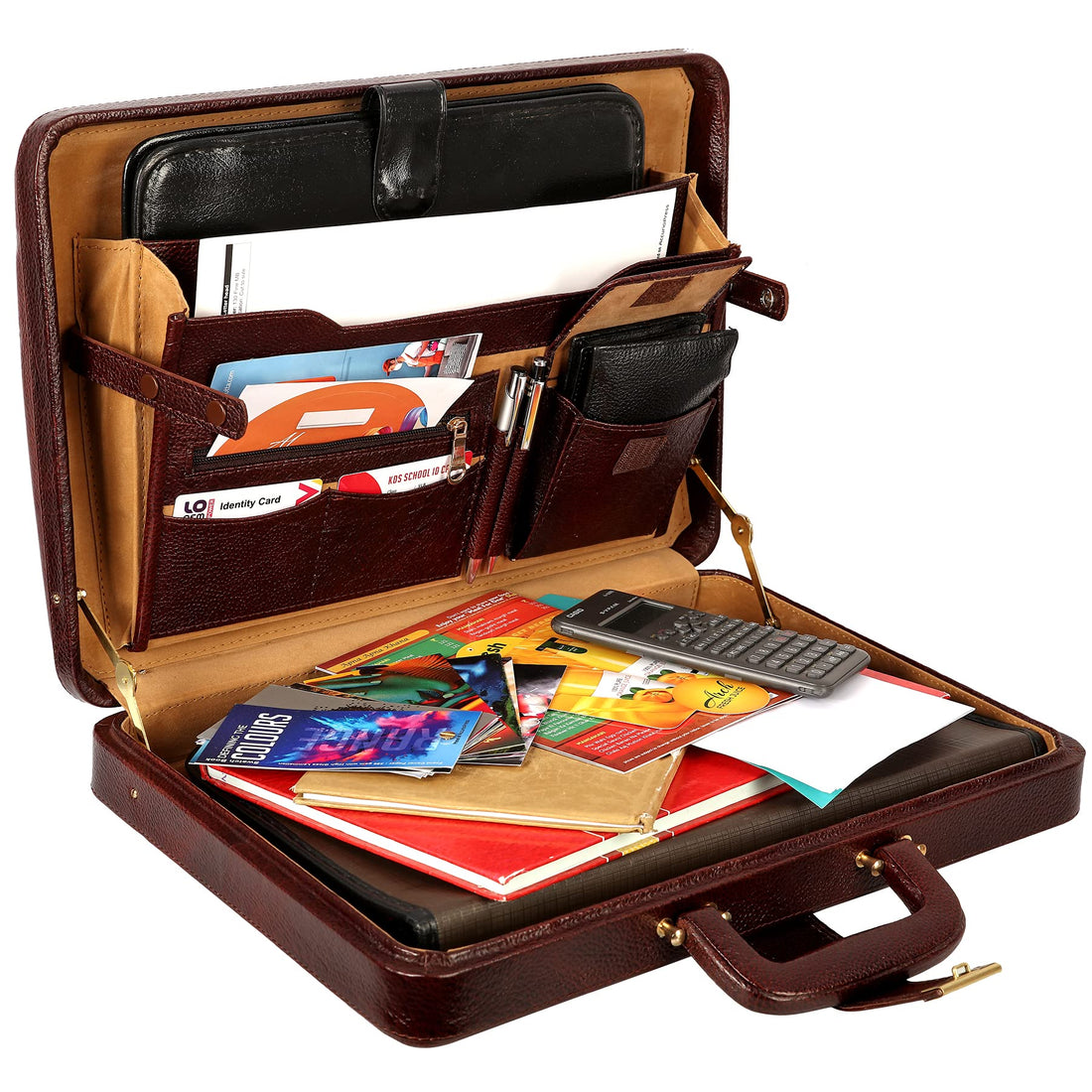 HAYAT Leather Accessories Natural Leather Briefcase for Men 24 litres Capacity Dimension-L-17 X H-12 X W-2.5 Inch Weight-1.4 KG