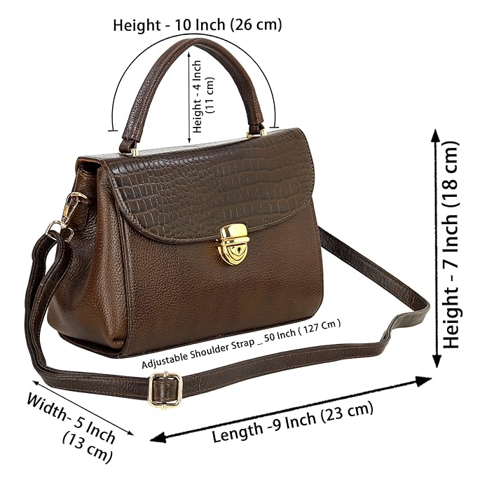 Compact Leather Handbag Bag - Push Lock