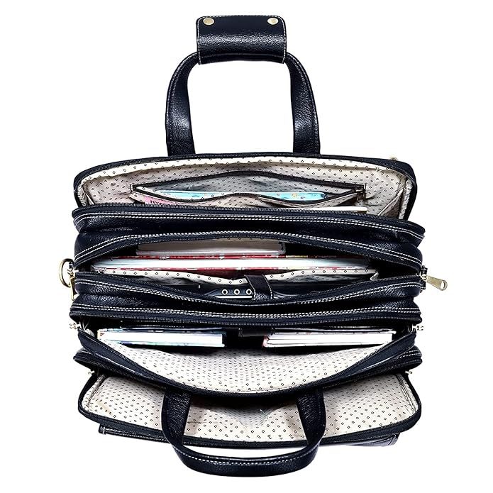 Leather Office Bag - White Trace