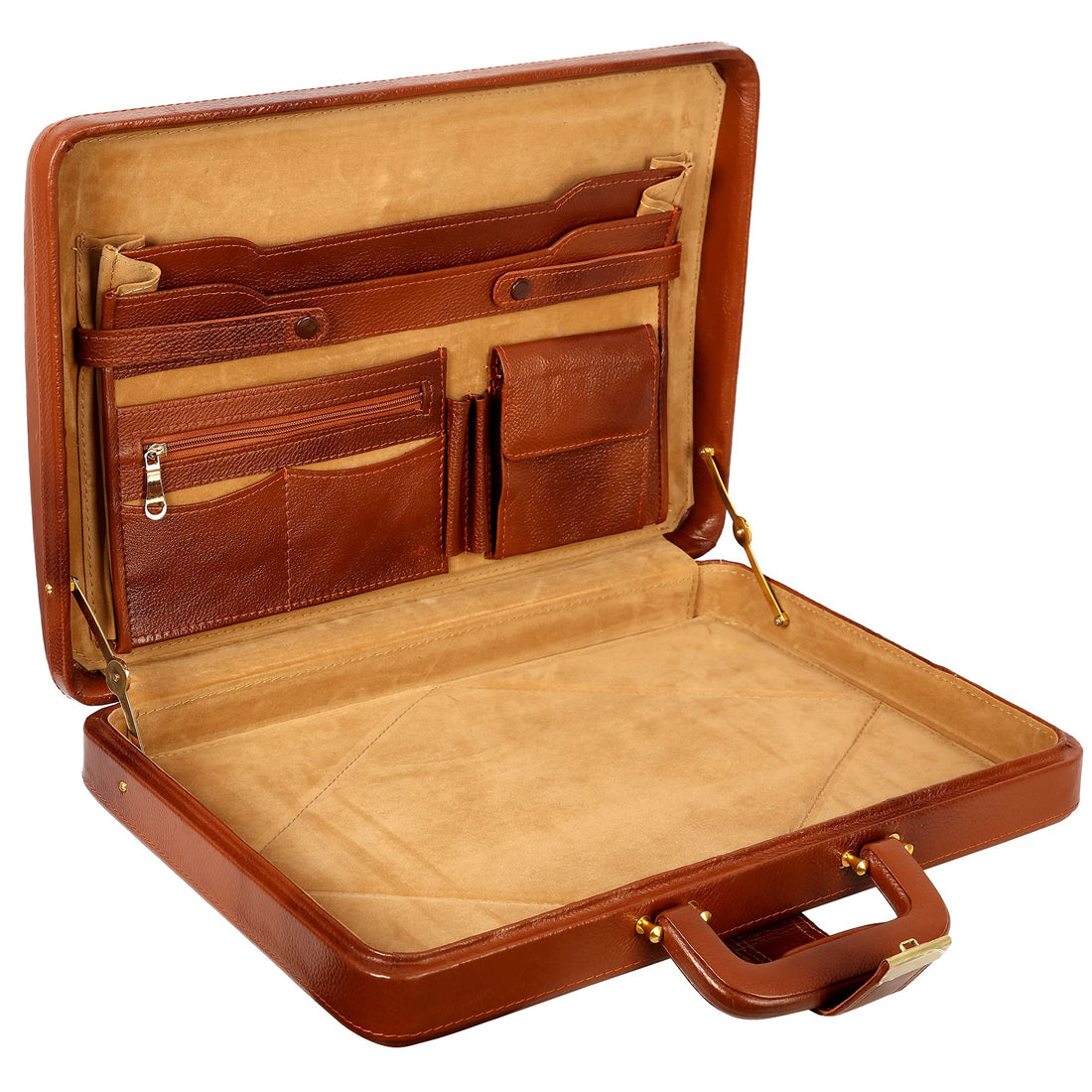 HAYAT Leather Accessories Natural Leather Briefcase for Men 24 litres Capacity Dimension-L-17 X H-12 X W-2.5 Inch Weight-1.4 KG