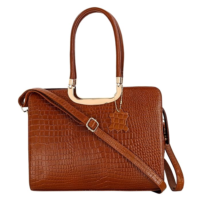 Croco Leather Handbag - The Milano