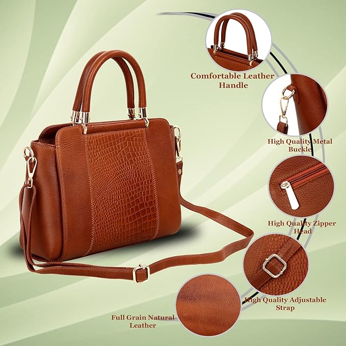 Leather Satchel Handbag - Zik Zak